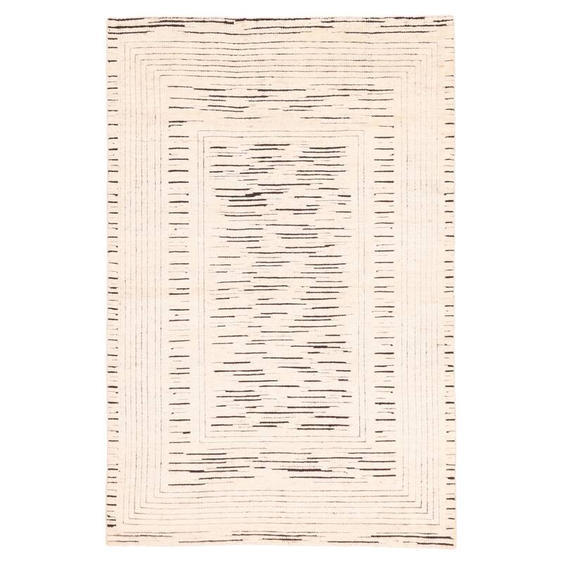 ECARPETGALLERY Hand-knotted Tangier Cream Wool Rug - 5'2 x 8'0