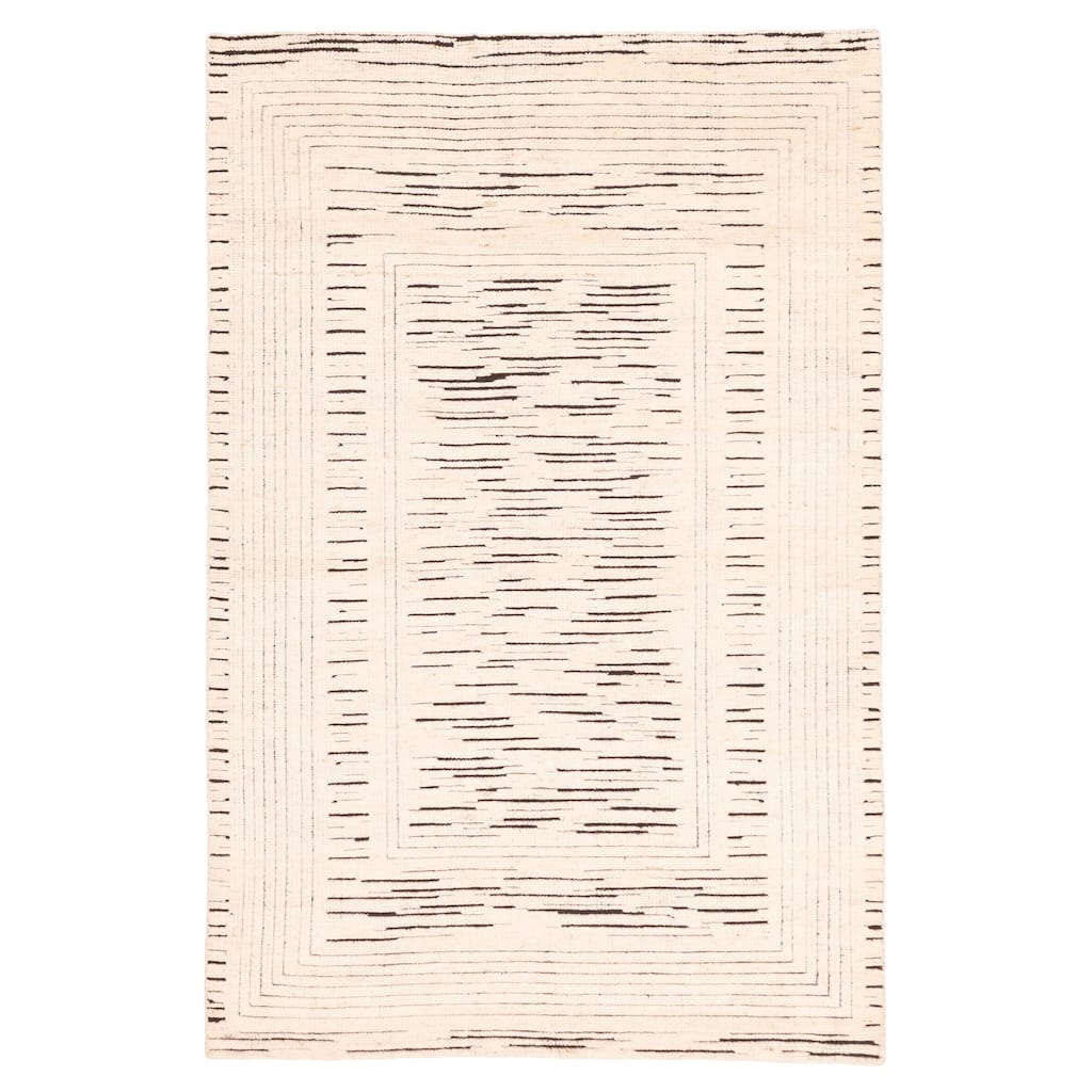 ECARPETGALLERY Hand-knotted Tangier Cream Wool Rug - 5'2 x 8'0