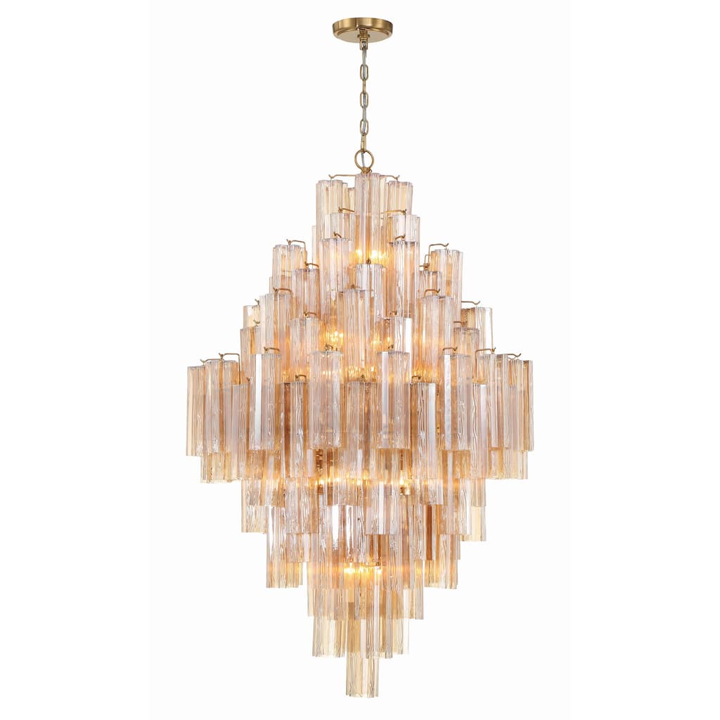 Addis 20 Light Aged Brass Chandelier - 30.5"W x 49.5"H x 30.5"D