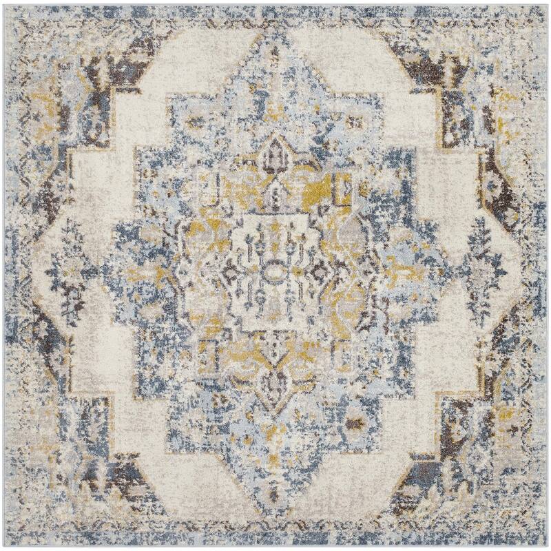 Livabliss Ankara Traditional Medallion Area Rug - Teal - 6'7" x 6'7" Square - Square