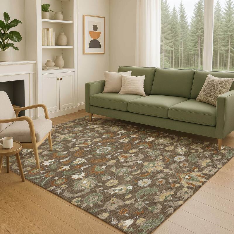 Machine Washable Indoor/ Outdoor Traditional Lanelle Chantille Rug