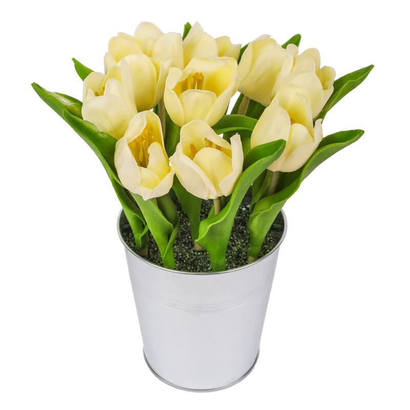 National Tree Company 9 in. Light Yellow Tulip Bouquet