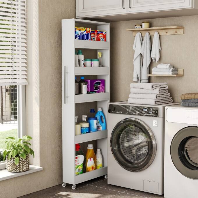 5-tier Slim Storage Rolling Cart with Handle and Wheels