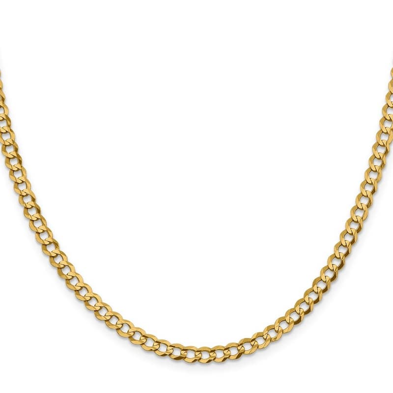 Curata 10k Yellow Gold Unisex 4.7mm Light Flat Miami Curb Chain Bracelet Options: 7" 8"