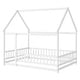 preview thumbnail 128 of 127, Wood Toddler House Bed with Roof Frame and Safety Guardrails Montessori Floor Bed without Slats No Door Houseshaped Platform Bed