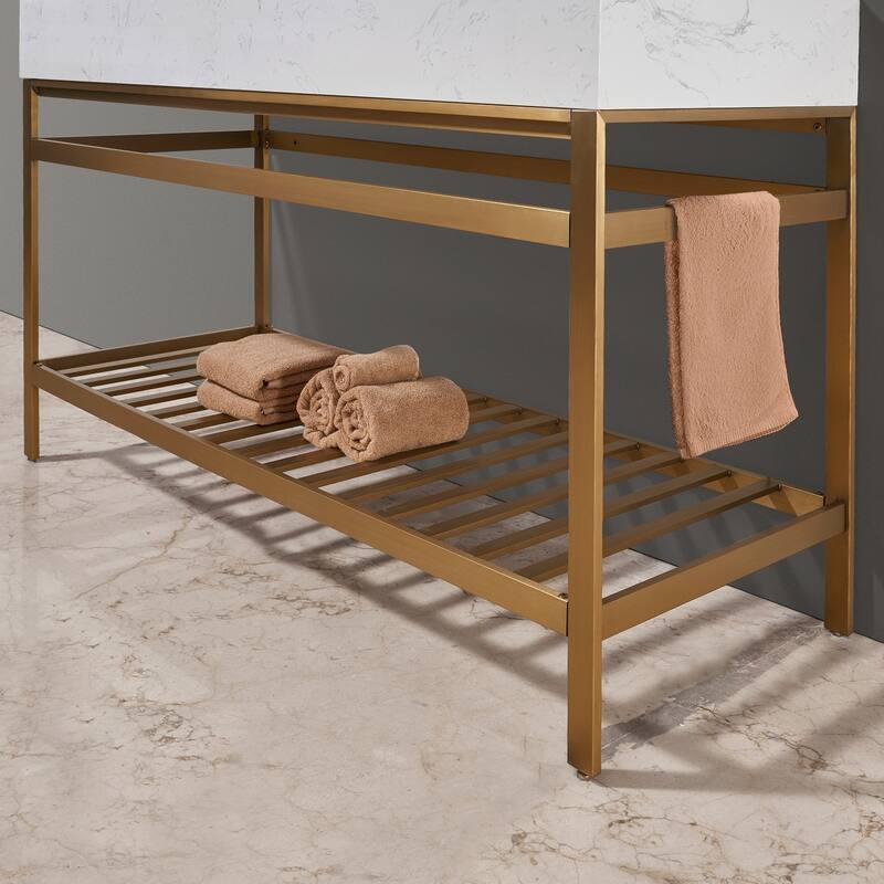 Altair Merano Stainless Steel Vanity Console with Stone Countertop and Mirror