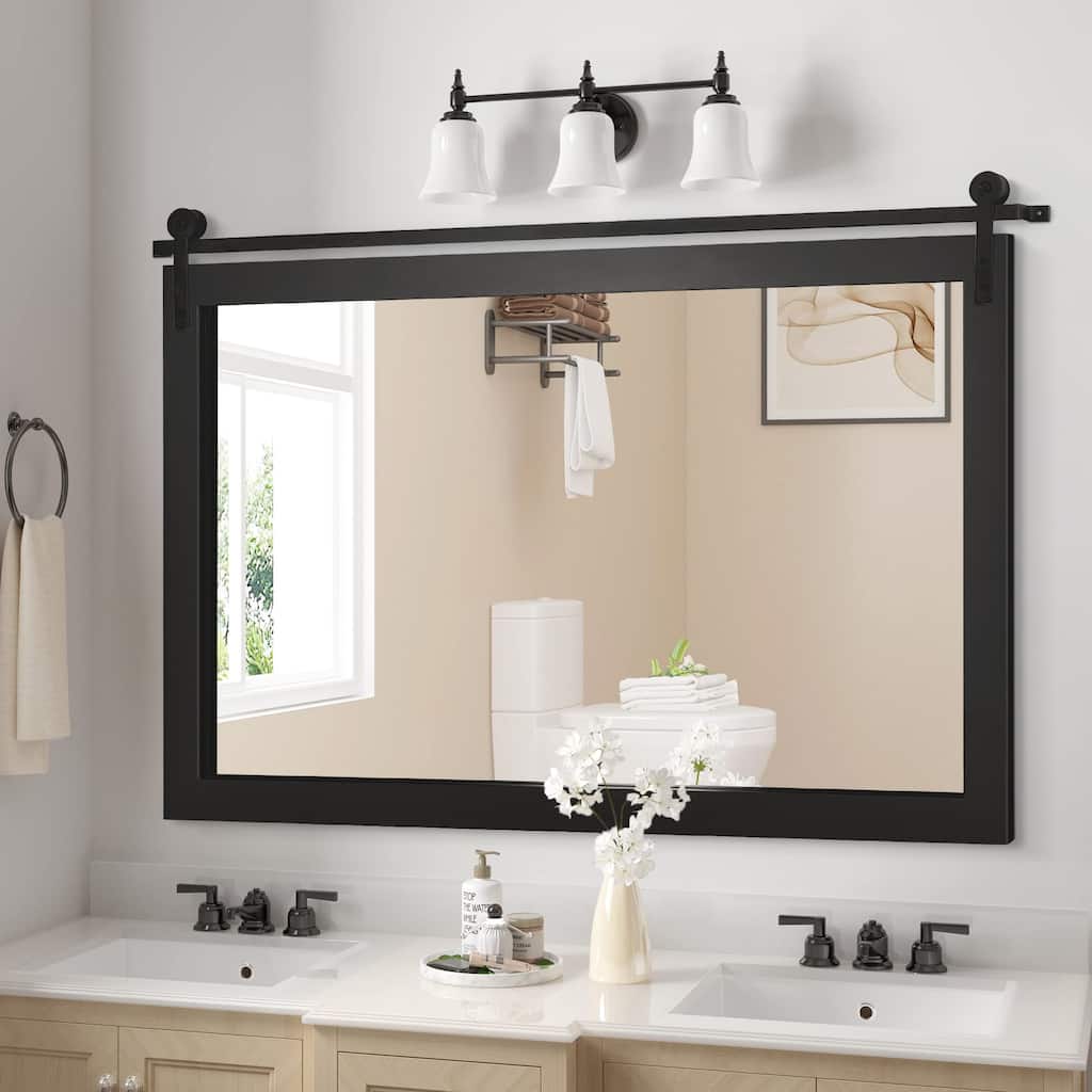 Rectangle Wood Framed Decorative Wall Mirror