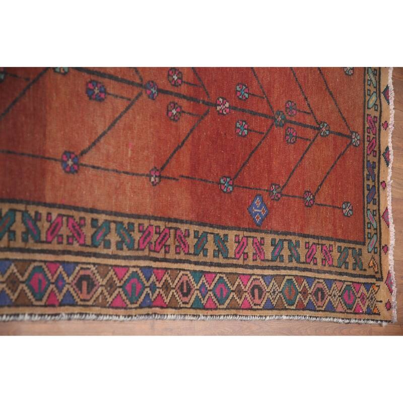 Hand Knotted Oriental 100% Wool Carpet Traditional Tribal Oranges & Rust Sirjan Runner Rug - 11' 3'' X 3' 0''