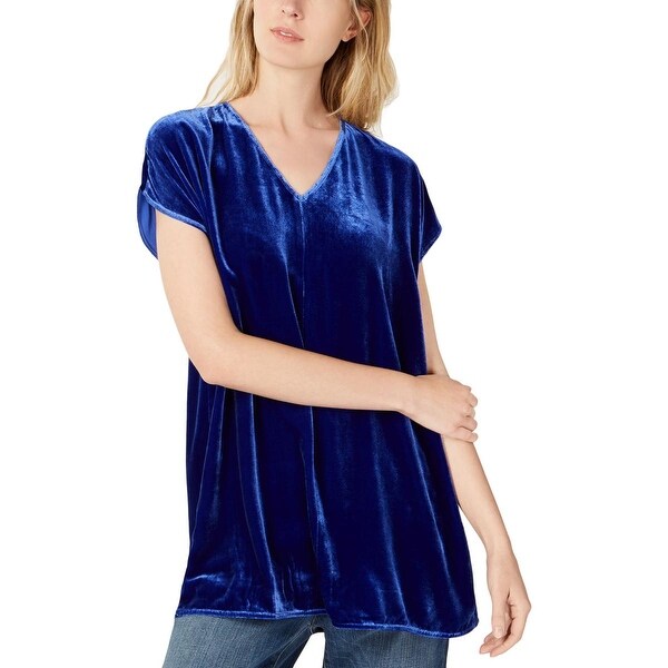eileen fisher blue velvet dress