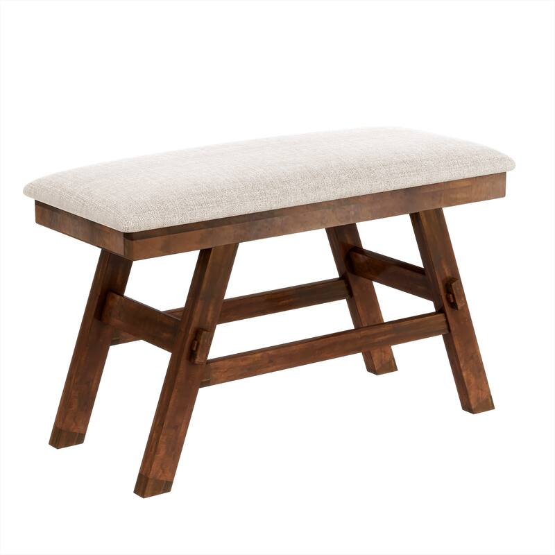 6-Piece Wood Counter Height Dining Table Set with Storage Shelf, Kitchen Table Set with Bench and 4 Chairs,Rustic Style Cushion