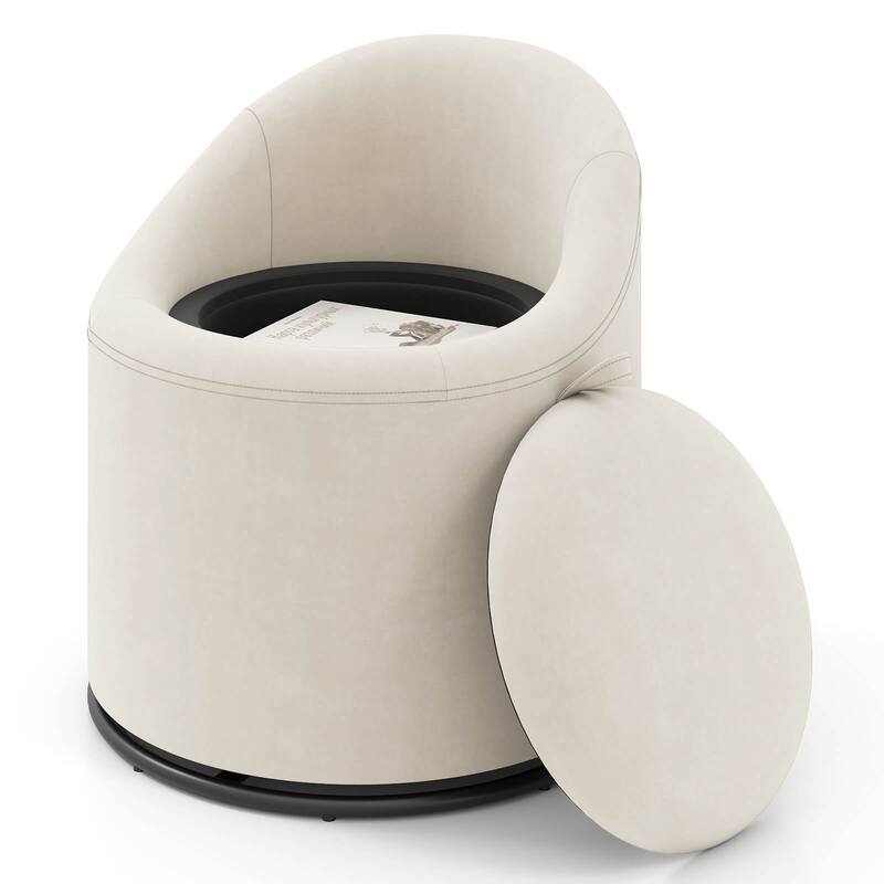 Costway 1/2 PCS Barrel Chair with Storage 360° Swivel Upholstered - See Details