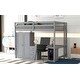 preview thumbnail 7 of 30, Full Size Loft Bed with Wardrobe, Desk, and Storage Drawers, Modern Space-Saving Design, Solid Pine Wood Frame, Grey