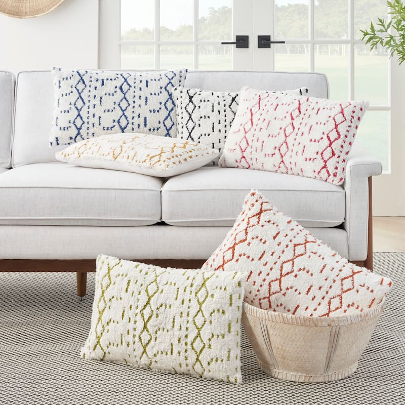 Mina Victory Life Styles Textured Geometric Boho Throw Pillow , ( 12"X20" )
