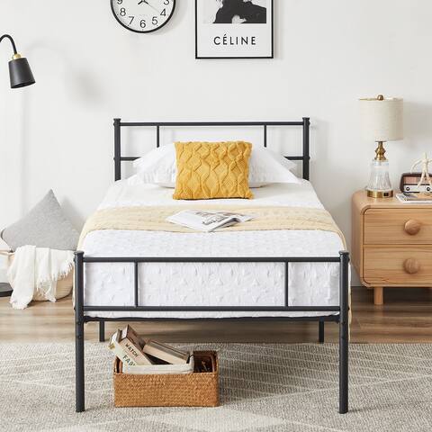 VECELO Metal Platform Bed Frame with Headboard and Footboard Twin/Full/Queen Beds