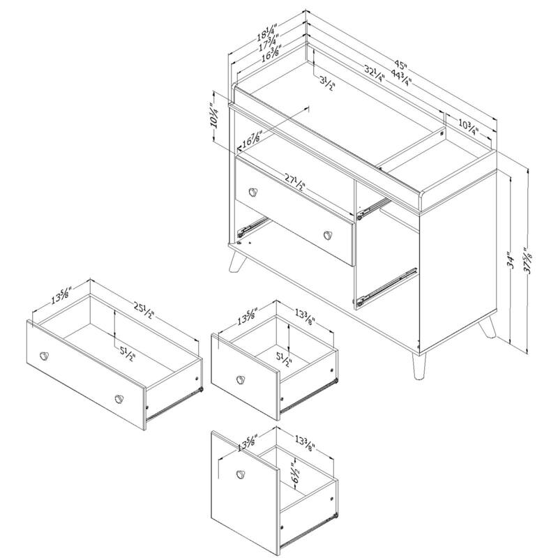 South Shore Yodi 4-drawer Storage Changing Table - N/A