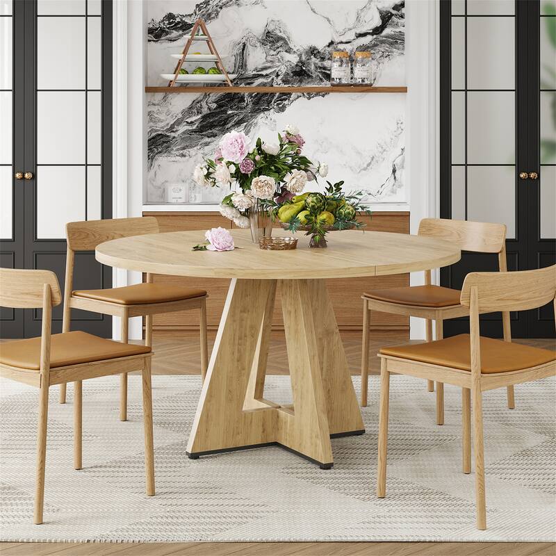 47" Modern Wood Round Dining Table for 4-7 People