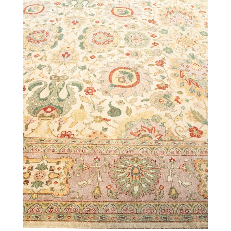 Overton Hand Knotted Wool Vintage Inspired Traditional Mogul Ivory Area Rug - 9 x 12