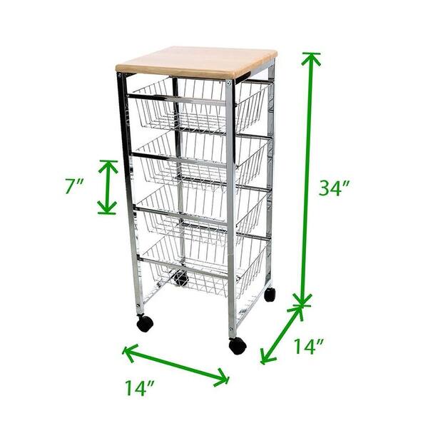 Wood Topped 4 Basket Multi Purpose Storage Cart Bed Bath & Beyond