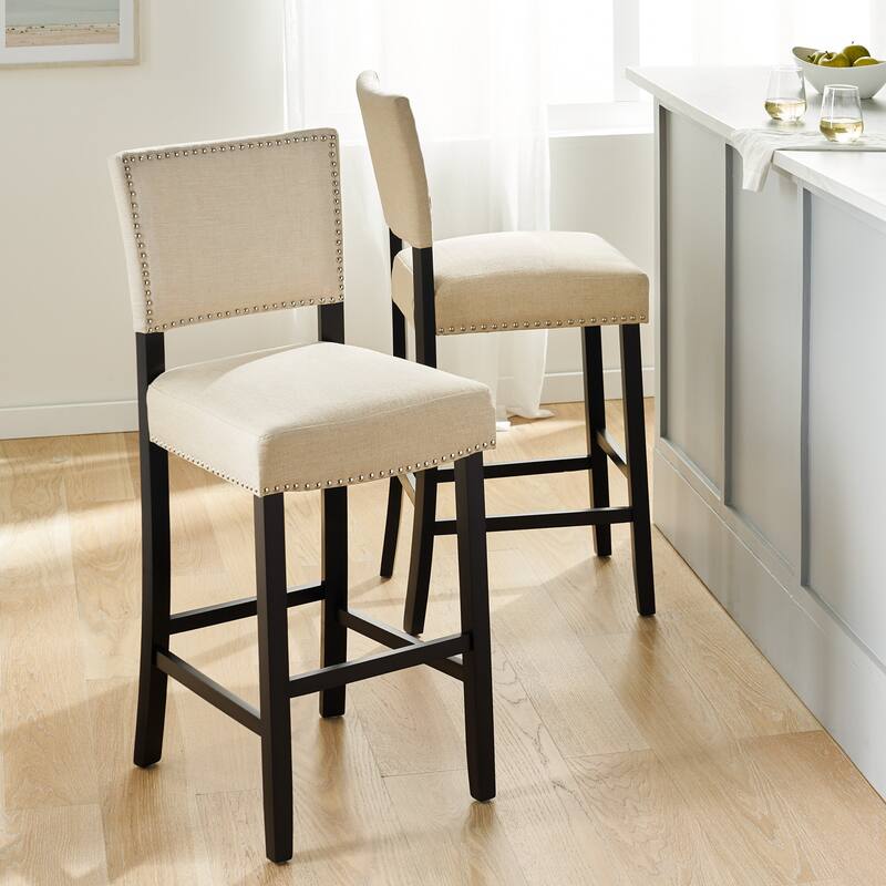 Mayfield Contemporary Linen Barstool (Set of 2) by Christopher Knight Home - 22.25" D x 18.50" W x 44.50" H