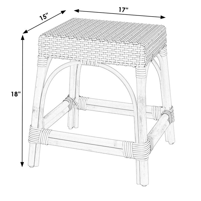 Robias Rattan Rectangular 18" Dining Stool