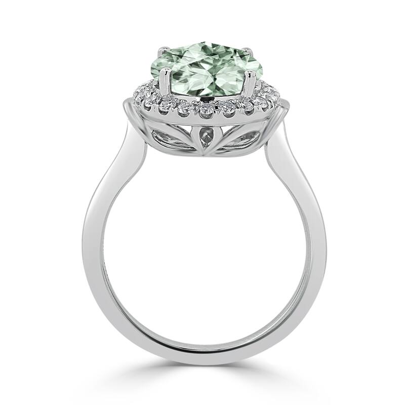 Auriya 2 1/5ct Round Green Amethyst and Halo Diamond Engagement Ring 1/4ctw 14k Gold