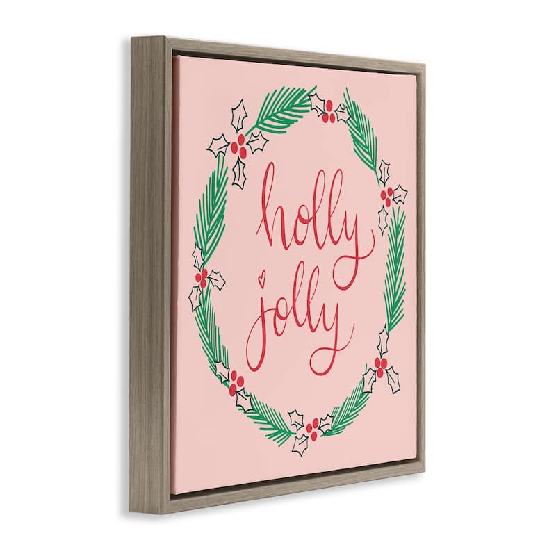 Stupell Minimal Holly Jolly Wreath Framed Floater Canvas Wall Art Design By Sazerelli Designs