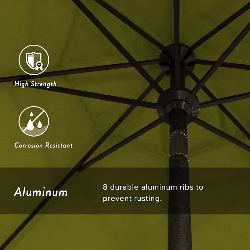 California Umbrella 9' Rd Golden State Series Patio Umbrella Bronze Aluminum Frame Crank Lift Collar Tilt Olefin Royal Blue