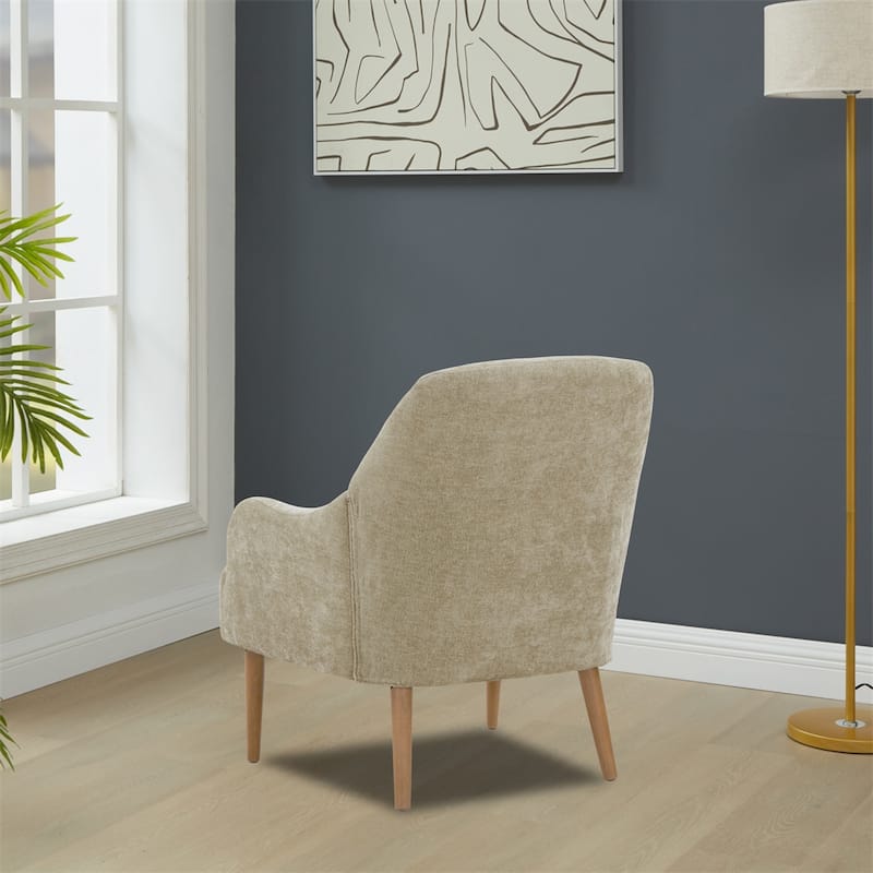 Chenille Armchair,Modern Style Accent Chair w/Wood Legs,Comfy Design