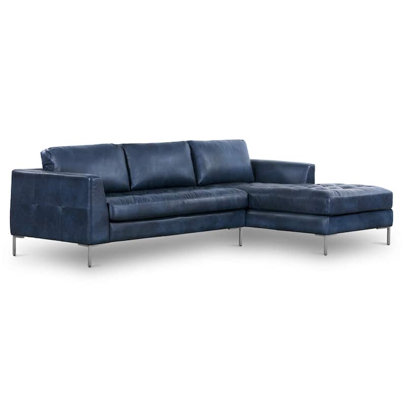 Poly & Bark Calle 114" Right-Facing Sectional - Full Grain Genuine Italian Leather