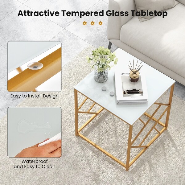 Costway 19.5'' Side Table Square Bedside Sofa Accent Coffee Costway 19.5'' Side Table Square Bedside Sofa Accent Coffee