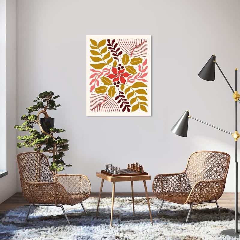 Wynwood Studio Canvas Floral and Botanical Plain Vine II Gold Modern & Contemporary Wall Art Canvas Print - 30 x 36