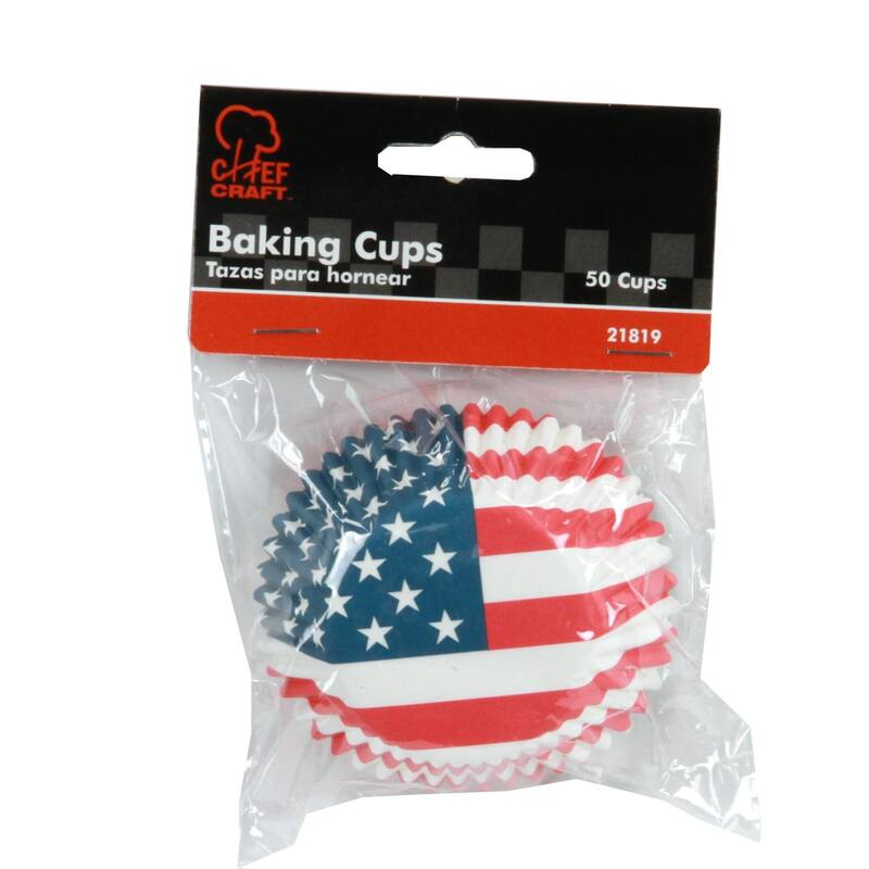 Chef Craft USA Flag-Patterned Paper Baking Cups, 50 Count Cupcake Liners