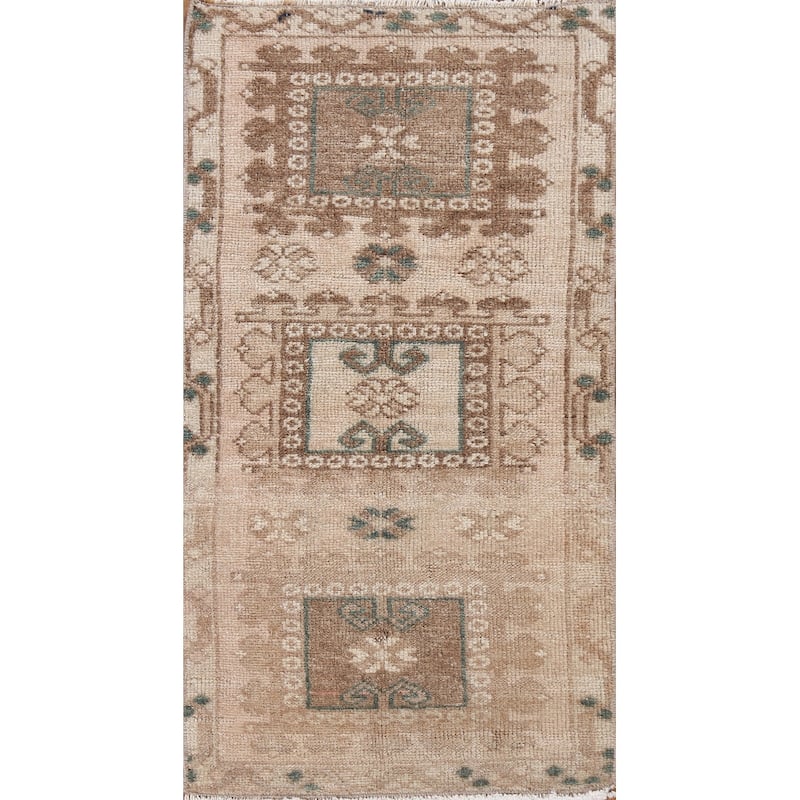 Antique Look Anatolian Turkish Oriental Rug Hand-knotted Wool Carpet - 1'7" x 2'10"