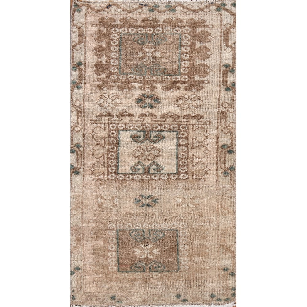 Antique Look Anatolian Turkish Oriental Rug Hand-knotted Wool Carpet - 1'7" x 2'10"