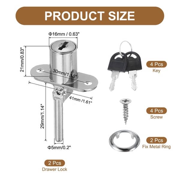 Drawer Lock with Keys File Cabinet Lock Keyed Different Alloy Lock ...
