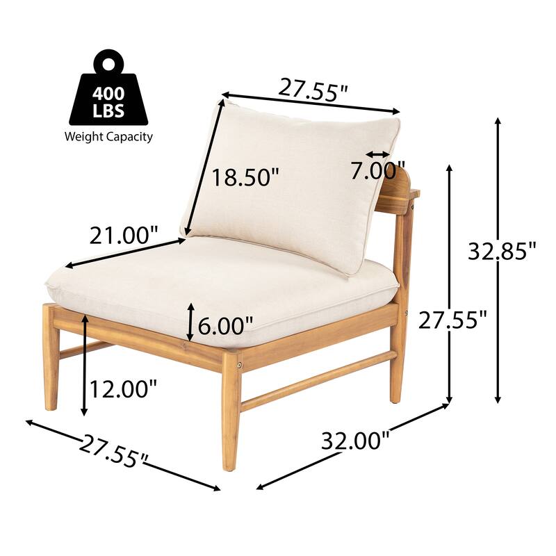 Roomfitters Terassi Outdoor Sectional Sofa L-Shape Solid Acacia Wood Modular Seating, Light Teak Beige