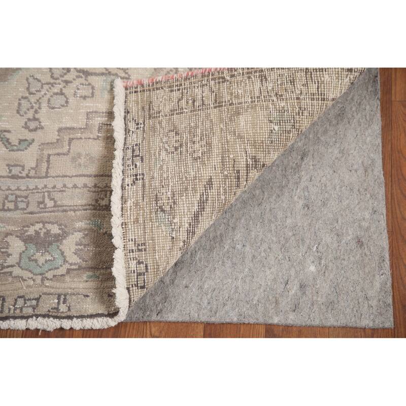 Hand Knotted Oriental 100% Wool Carpet Traditional Medallion Beige & Ivories Tabriz Area Rug - 9' 11'' X 6' 2''