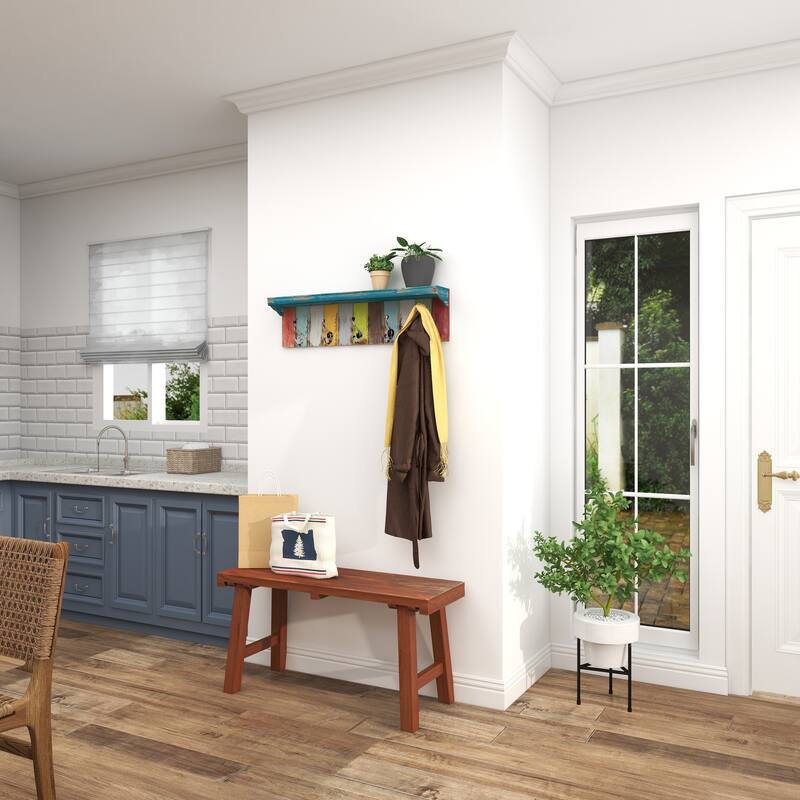 Multi Colored Wood 10 Hangers Wall Hook - 35 x 5 x 9