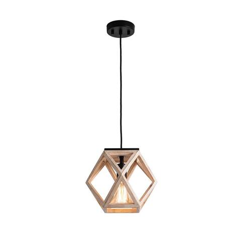 Globe Wooden Pendant Light Vintage Cage Hanging Lamp