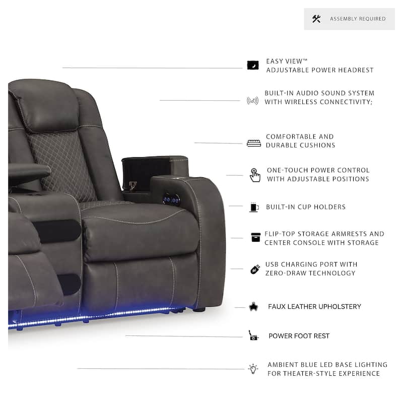Signature Design by Ashley Fyne-Dyme Power Reclining Loveseat with Console - 74"W x 43"D x 43"H