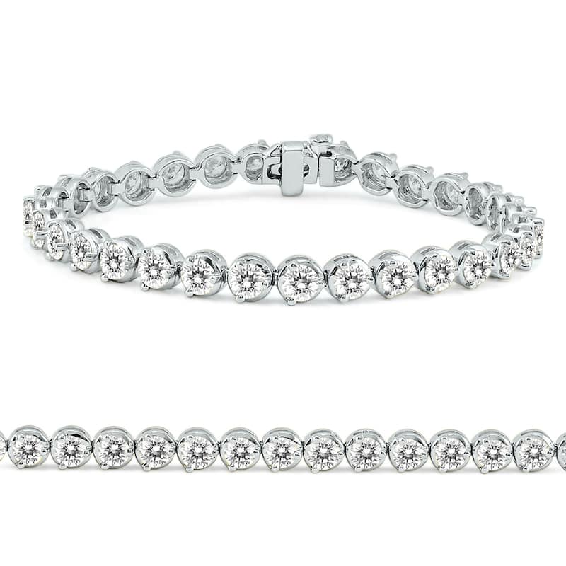 Marquee Certified 10 Carat TW Classic Diamond Tennis Bracelet in 14K White Gold