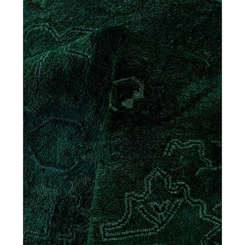 Overdyed One-of-a-Kind Hand-Knotted Area Rug - Green - 9' 1" x 12' 1"