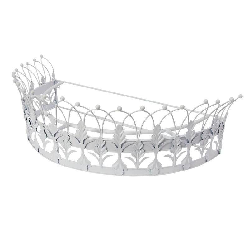 Decorative Metal Curtain or Canopy Crown - 29.0"L x 13.8"W x 7.9"H - White Finish - White