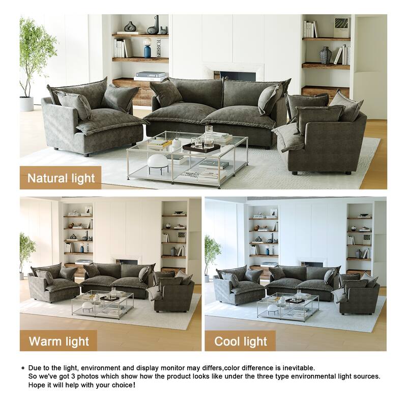 Comfy Cloud Oversized Chenille Modular Sectional Sofa Armchair Set
