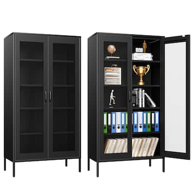 73 inches high metal storage cabinet with 2 wire mesh doors, suitable for homes, offices and dining rooms