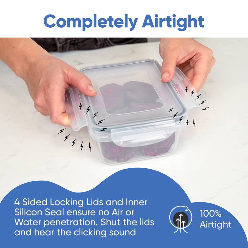 32 Piece Food Storage Containers Set with Easy Snap Lids (16 Lids + 16 Containers) - Airtight Plastic Containers