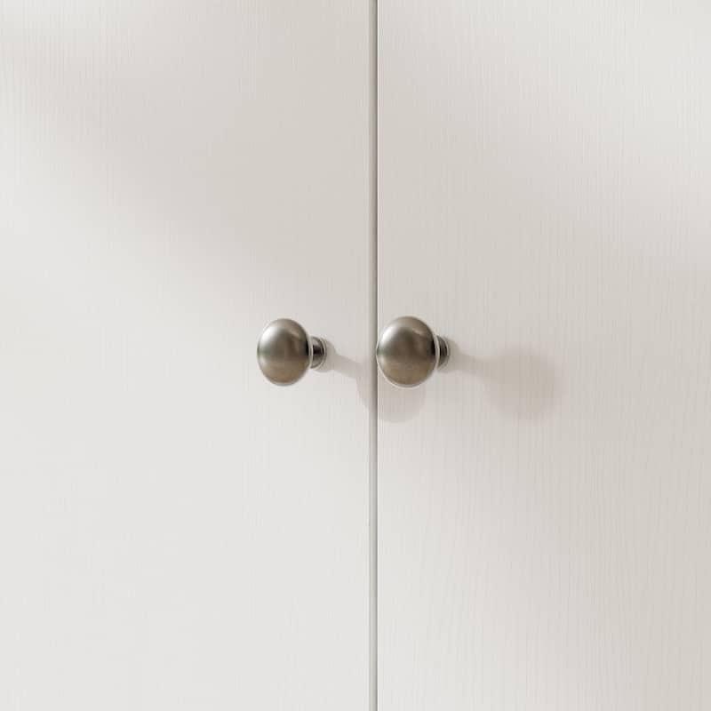 Modern Kitchen Island with Pull-Out Faux Marble Top, White Storage Cabinet with Large Capacity Shelves Kitchen Dining Table