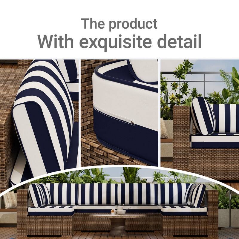 14-Piece Patio Furniture Sofa Cushions, 6-Seater Outdoor Cushion Set (Only Include Cusions，Not Sofa） - 25.6*25.6*4in