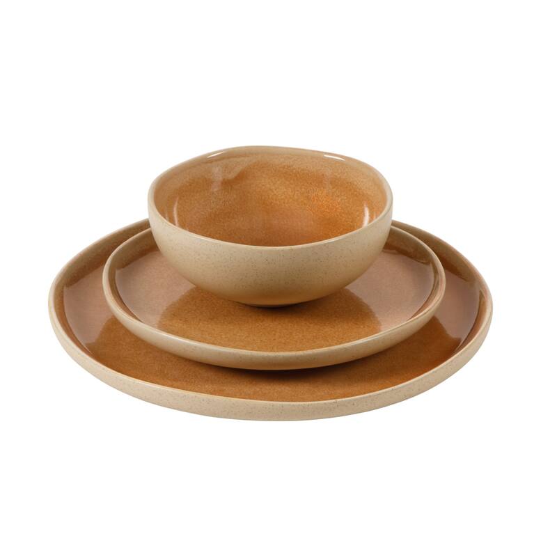 Gibson Elite Manila Bay 16-Piece & 12-Piece Stoneware Reactive Glaze Modern Artisan Dinnerware Set, Service for 4