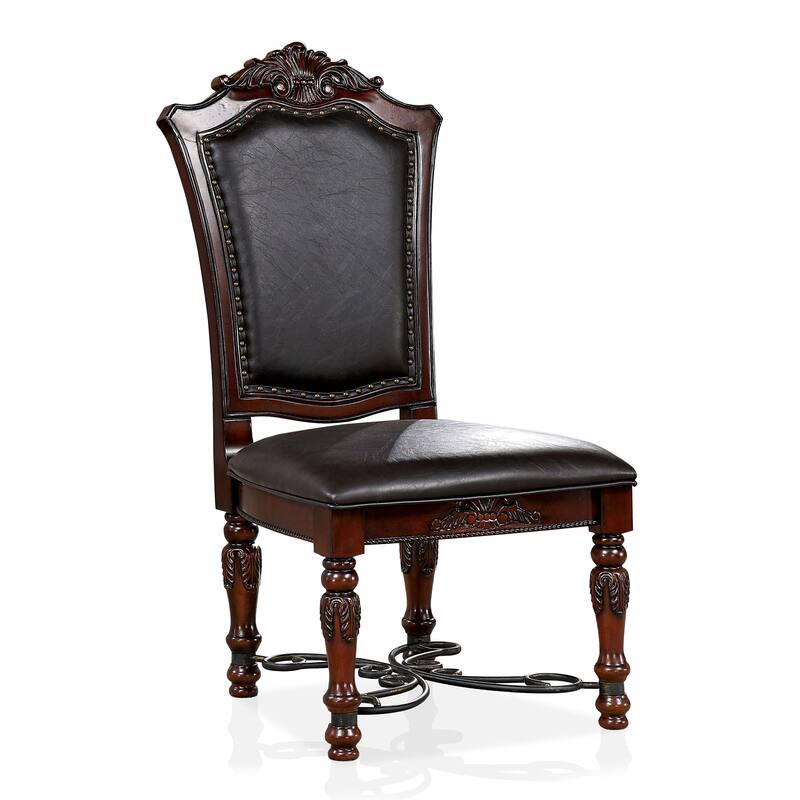 Baburam Traditional Cherry Wood Naildhead Side Chairs by Furniture of America (Set of 2)